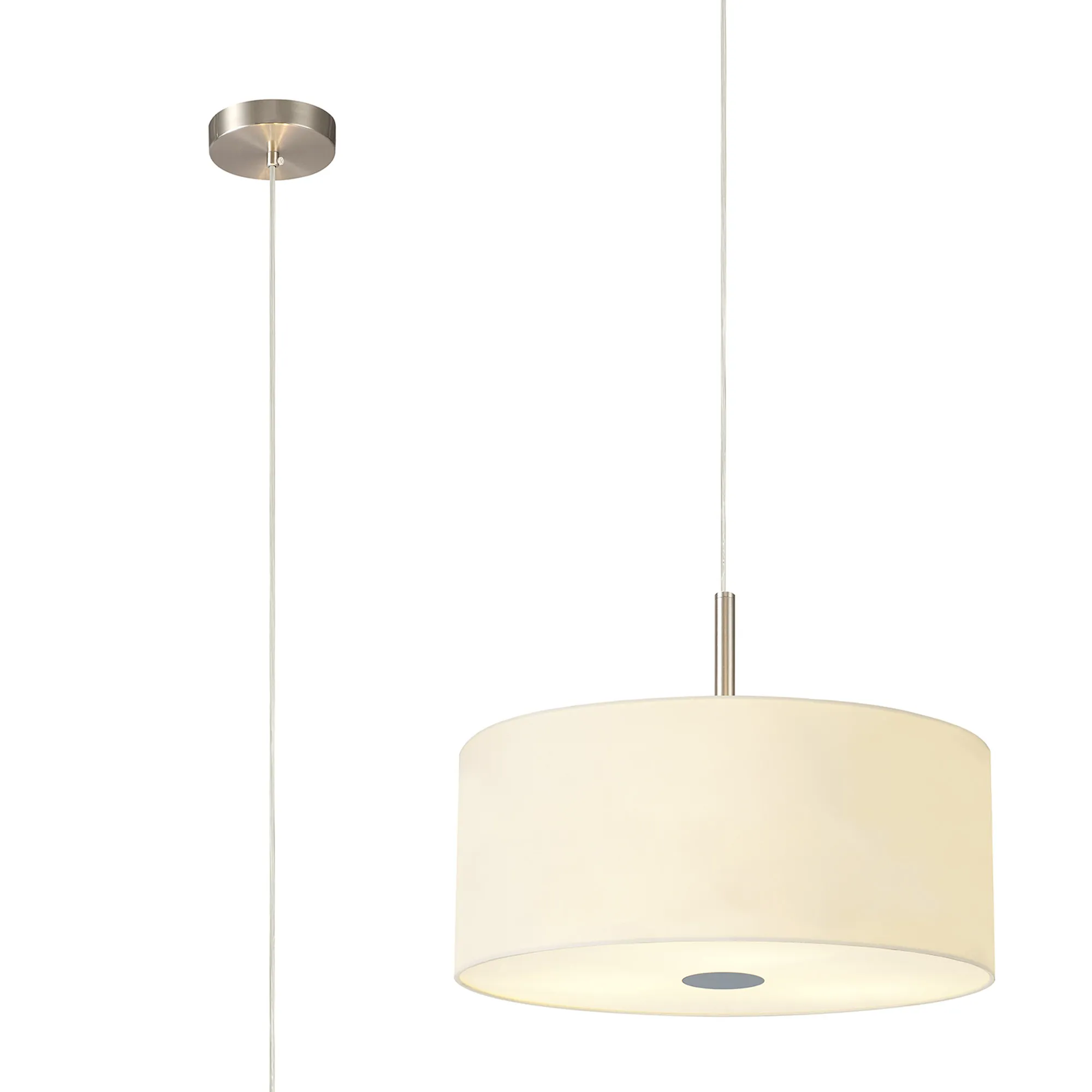 DK0433  Baymont 40cm 3 Light Pendant Satin Nickel, Ivory Pearl, Frosted Diffuser